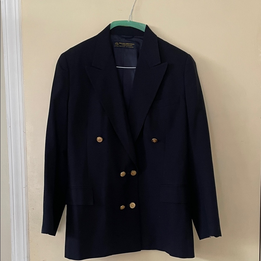 Brooks Brothers Black Blazer with Gold Embroidered Label